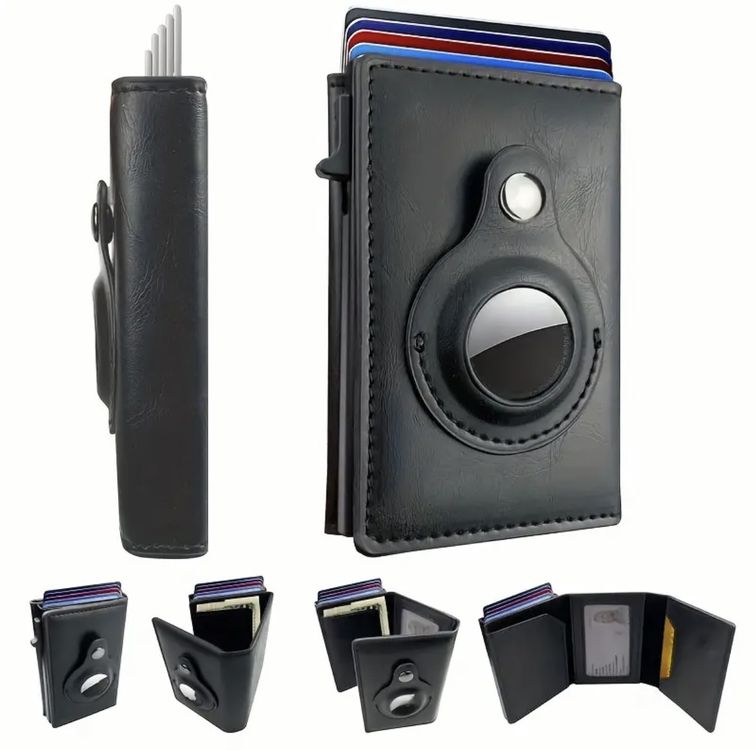 JAGUAR Kartenhalter Leder Mit RFID-Schutz - Kompakter Geldbeutel Schwarz