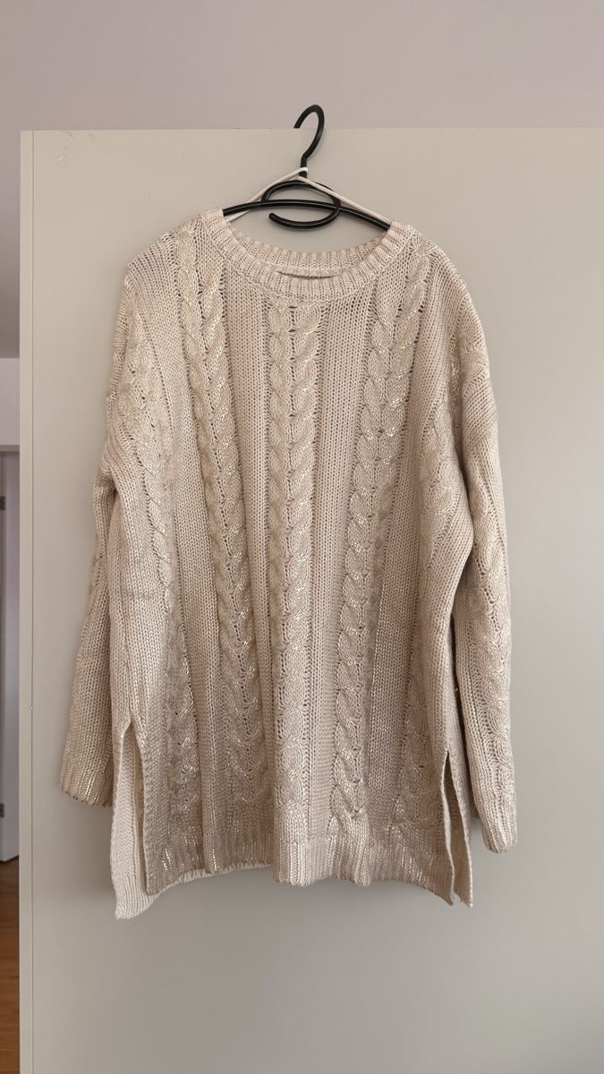 Maglioni & Felpe: Beiger Strickpullover mit Zopfmuster gr.L – Usato da Winterthur venduto da -BeHappy24- 1