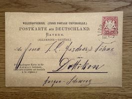 Deutsches Reich Bayern - Postkarte 1880 von Lindenberg nach 
