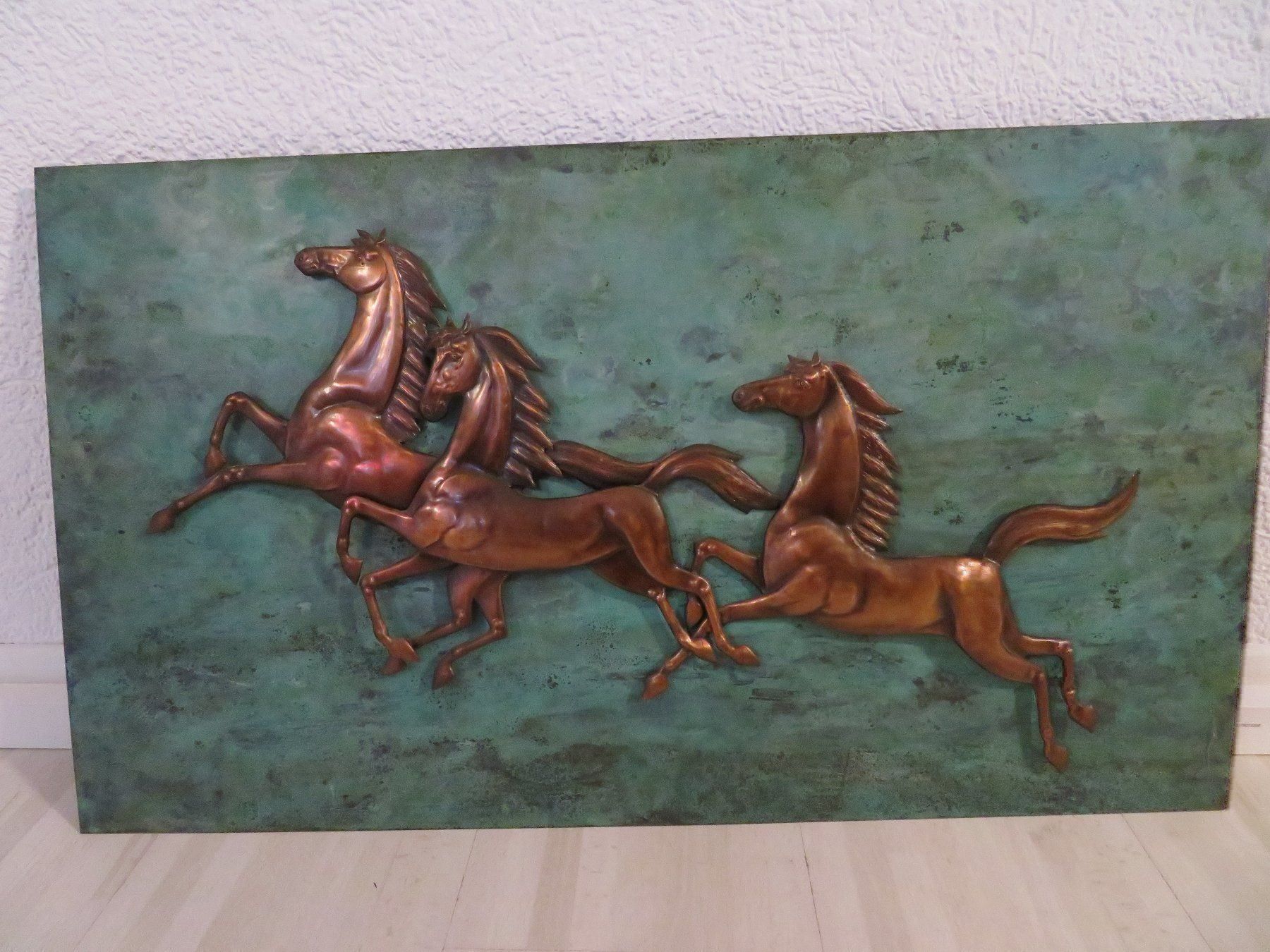 Sculture & Statue: Schöne Bronzebild mit Kupfer-Pferden – Usato da Grenchen venduto da Elenka 2
