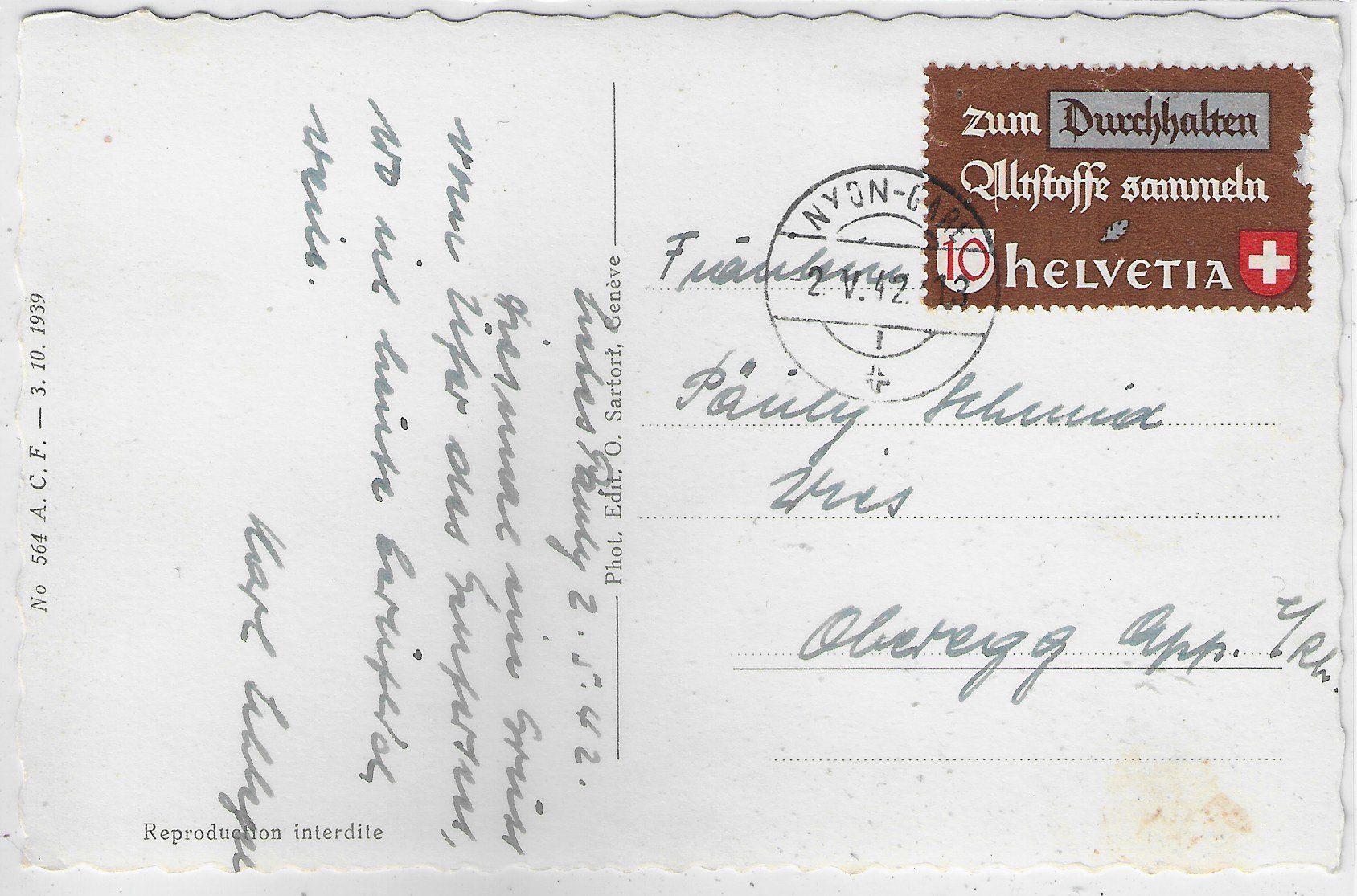 Cartoline postali: Nyon - au bord du lac – Usato da Ettingen venduto da Kartenplanet 1