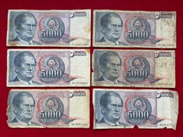 Belgrad 1985 - Jugoslawien - 5000 Dinara - 6 x Tito !