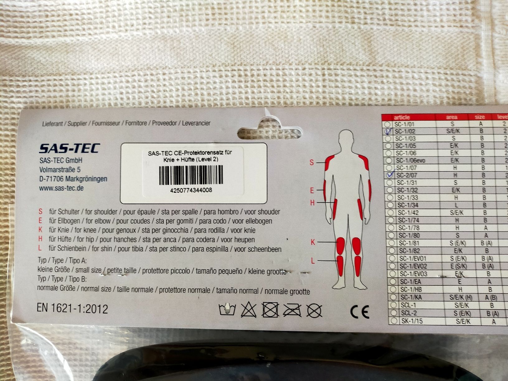 Protezioni & Imbottiture: SAS TEC Hüft+ Knieprotektoren Set NEU – Nuovo e nell'imballaggio originale da Oberhofen TG venduto da tryxta 2