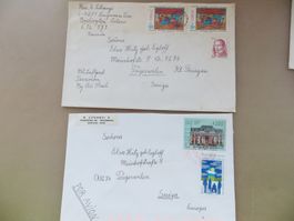 7 gelaufene Briefe von Chile in die Schweiz