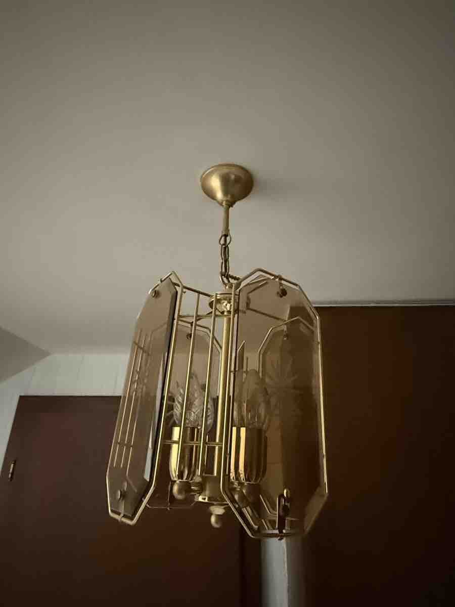 Lustres & lampes de plafonds: Deckenleuchte Messing mit Glaspaneelen Vintage – D'occasion à Frauenfeld par Dario_111B 1