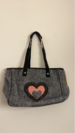Filztasche Tragetasche mit Herz Deko grau
