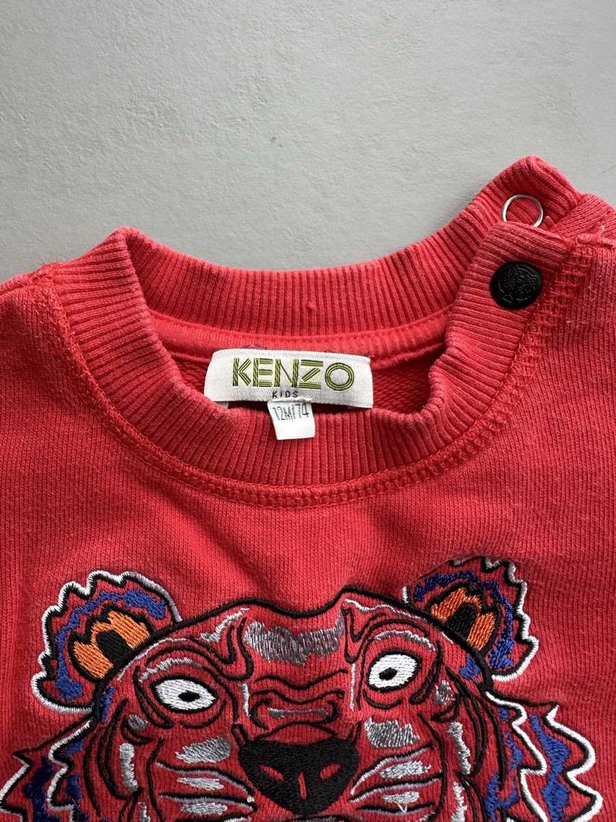 Kenzo Maglioni & Felpe: Kenzo Pullover rot Gr. 74, süsser Tigerkopf – Usato da Schindellegi venduto da SeaAndAir 1