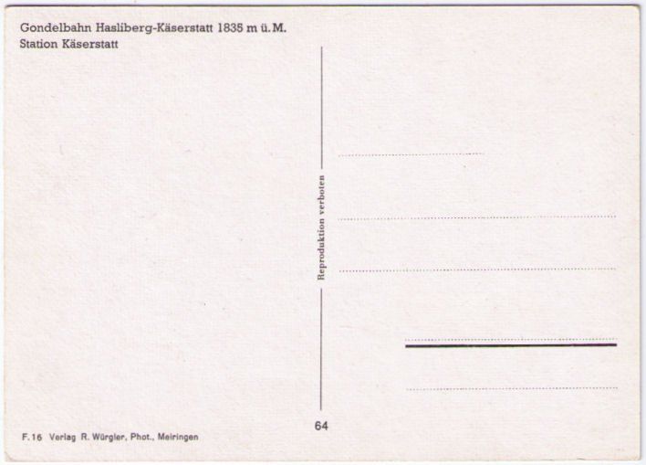 Cartoline postali: Hasliberg Gondelbahn Hasliberg Kässerstatt – Usato da Binningen venduto da Mountainrider 1