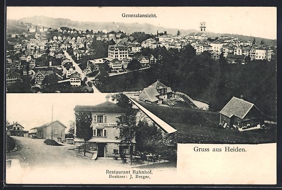 Ansichtskarten: Heiden, Restaurant Bahnhof, Ortsansicht  – Gebraucht aus Berlin von bartko-reher