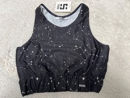 Brassière de sport noire Stroida, taille S, motif étoiles