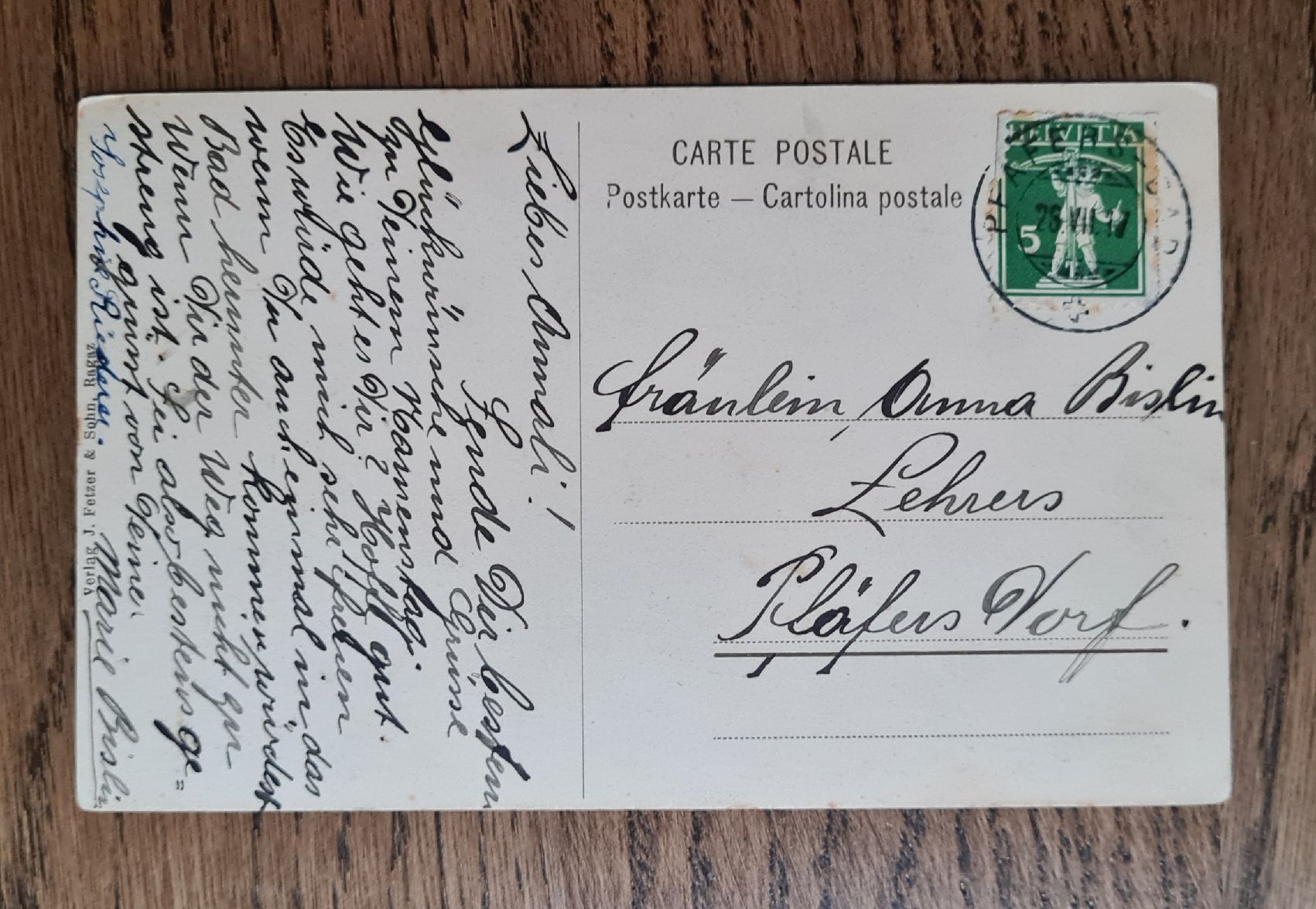 Cartoline postali: Taminafall bei Ragaz 1917 – Usato da Ebikon venduto da Donar50 1