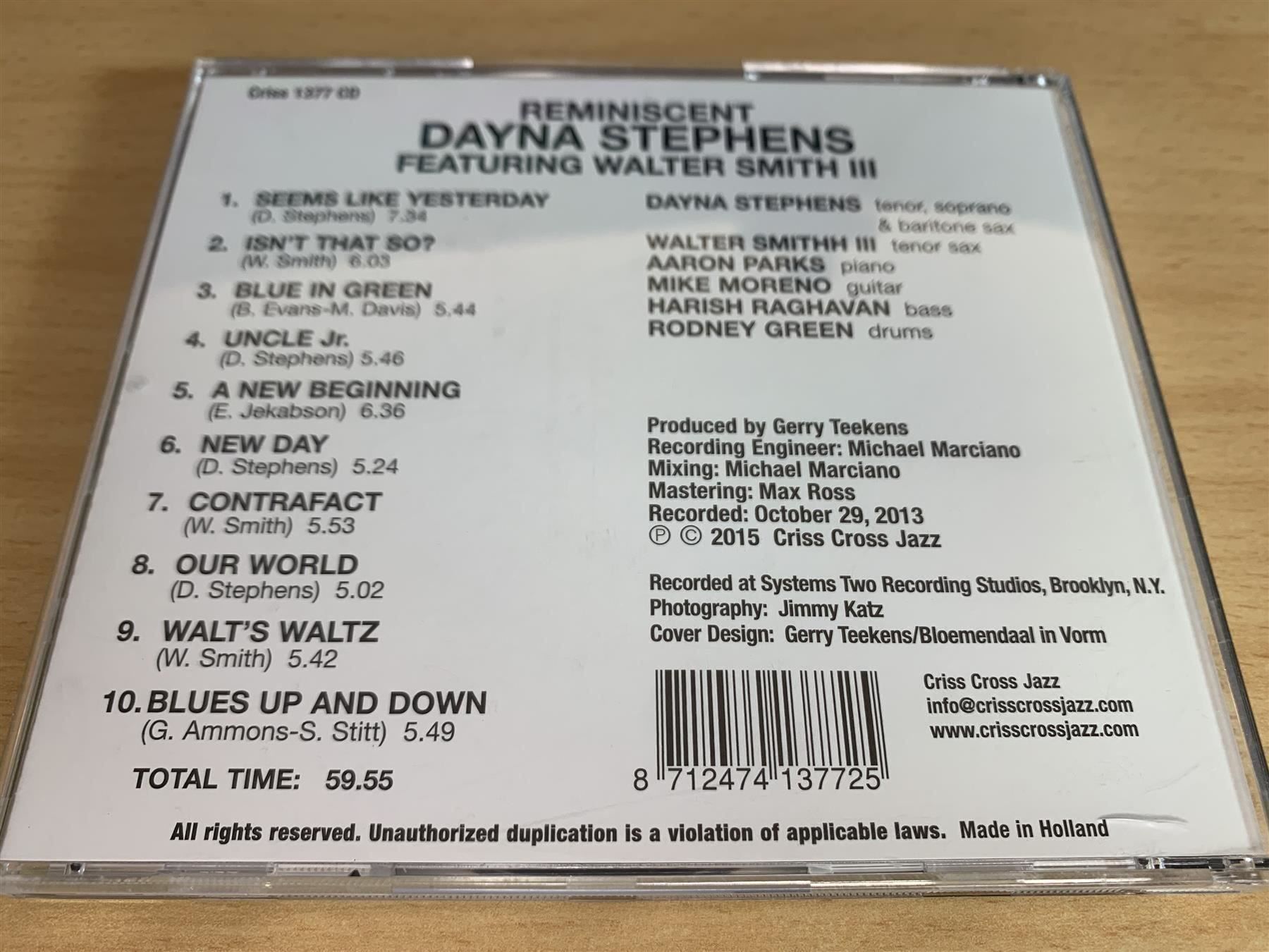 CDs: Dayna Stephens Featuring Walter Smith III – Reminiscent – Gebraucht aus Rikon im Tösstal von Alpenmutz 1
