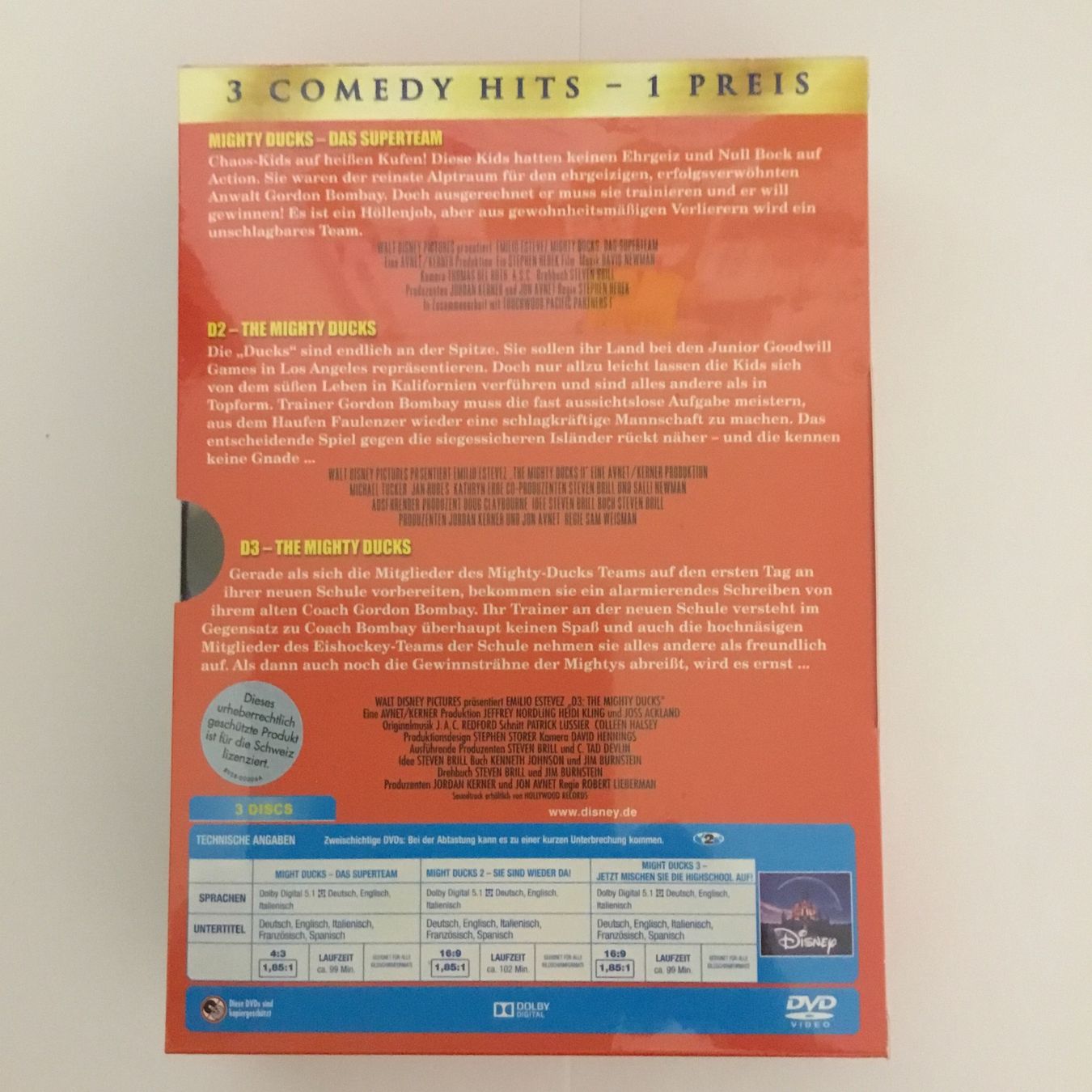 Tutti i DVDs: Mighty Ducks Box Teil 1-3 Neu Original verpackt – Nuovo e nell'imballaggio originale da Blauen venduto da sternchen66 1