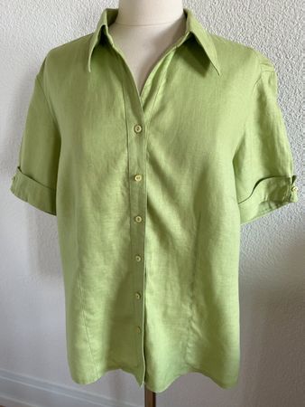 TENDENZA Damen Bluse, 100% Leinen, Gr. 44, Grün