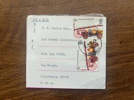 Briefmarken UK auf Brief - Feuerwehr Motiv
