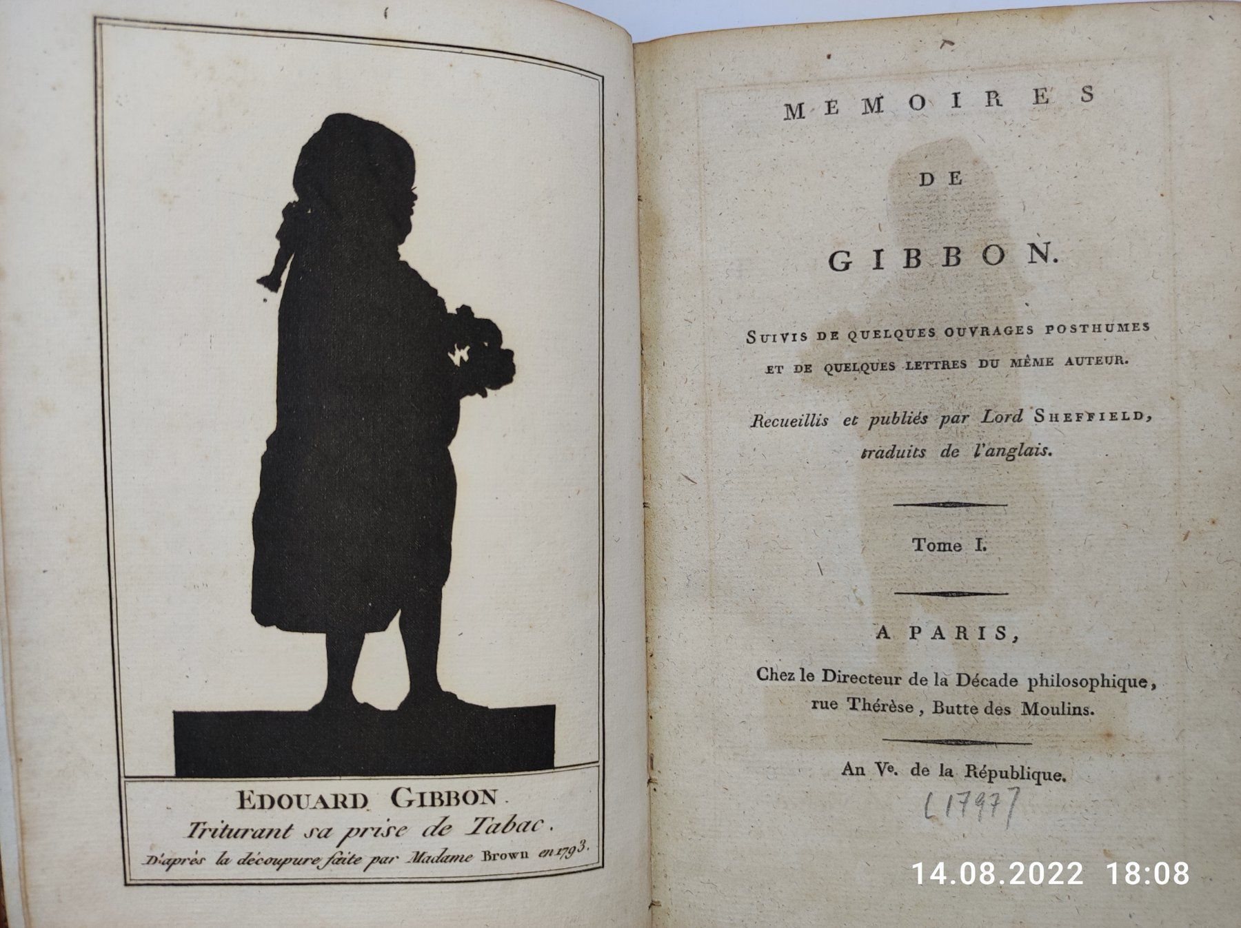 Bücher: MEMOIRES DE GIBBON 1797 – Gebraucht aus Goldach von Gaip