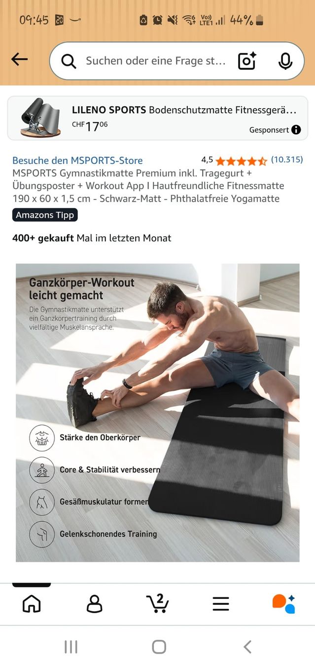 Tappetini fitness: Yogamatte schwarz – Nuovo (secondo la descrizione) da Frauenfeld venduto da Ricariela
