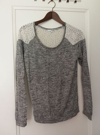 Tally Weijl Pullover mit Spitze, Grau, Gr. M, Top Zustand!