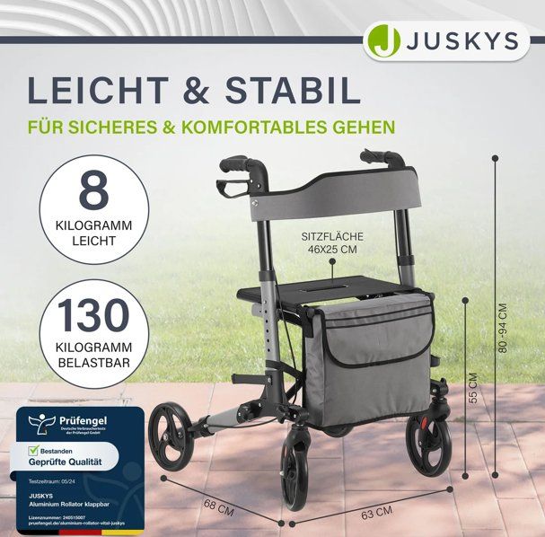 Ausili per la deambulazione: Aluminium Rollator klappbar grau – Nuovo e nell'imballaggio originale da Salmsach venduto da jamb-all-you-need 2