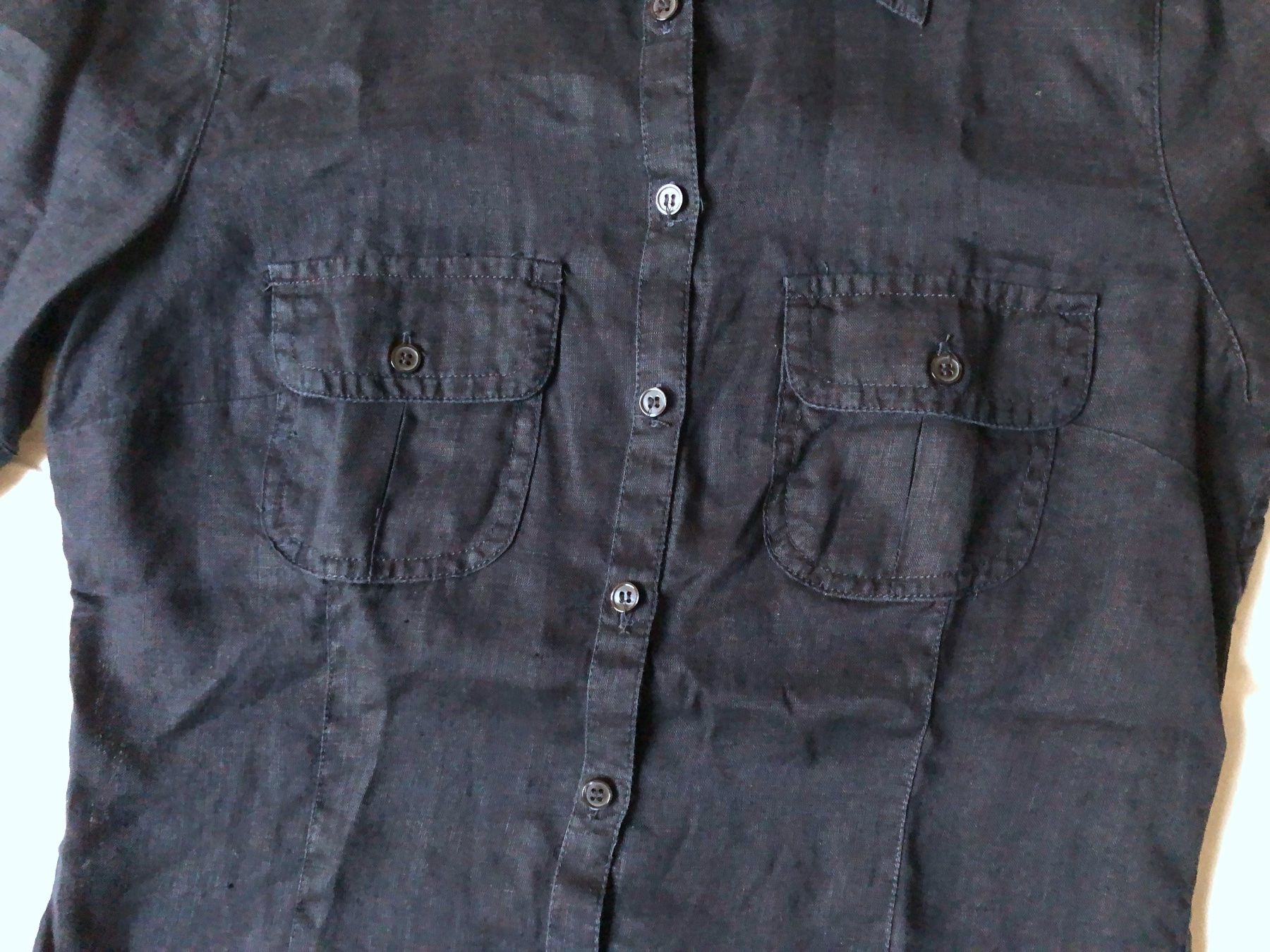H&M Camicette: H&M, Leinenbluse kurzarm, dunkelblau, Gr. 34 – Nuovo (secondo la descrizione) da Basel venduto da Solaia28 2