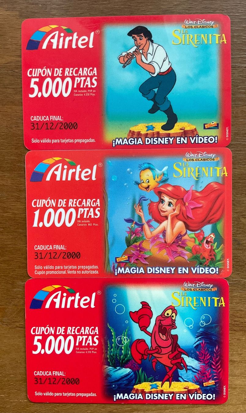 Schede telefoniche: 3 Telefonkarten Spanien, Walt Disney – Usato da Zürich venduto da Tolima194