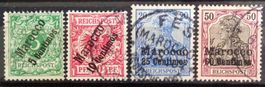 Deutsche Post in MAROKKO: 4 Gestempelte aus 1899–1900