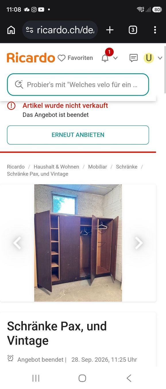 Armoires: Schrank braun 50er – D'occasion à meisterschwanden par ursm03