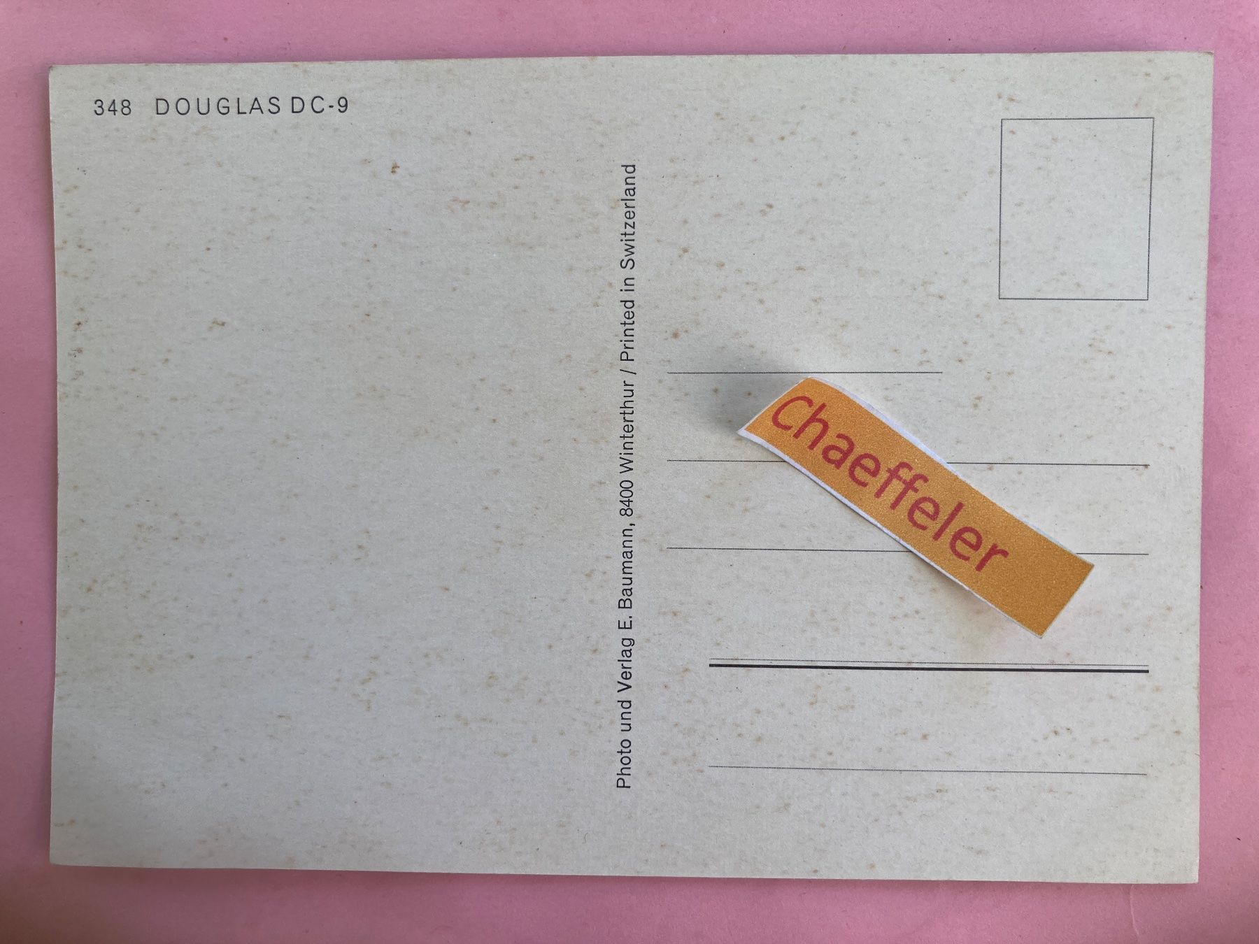 Cartoline postali: Zürich-Kloten: 348 DOUGLAS DC-9 – Difettoso da Zürich venduto da Chaeffeler 2