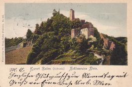 AK Baden AG (Schlossruine Stein) nach Brooklyn N.Y. USA 1903