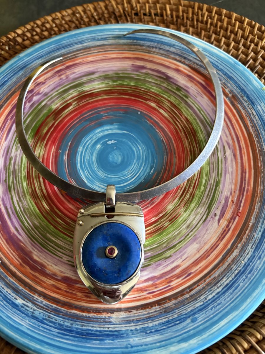 Ketten: Collier argent avec pendentif l lapis lazuli et rubis – Gebraucht aus Delémont von amo_jx5x 2