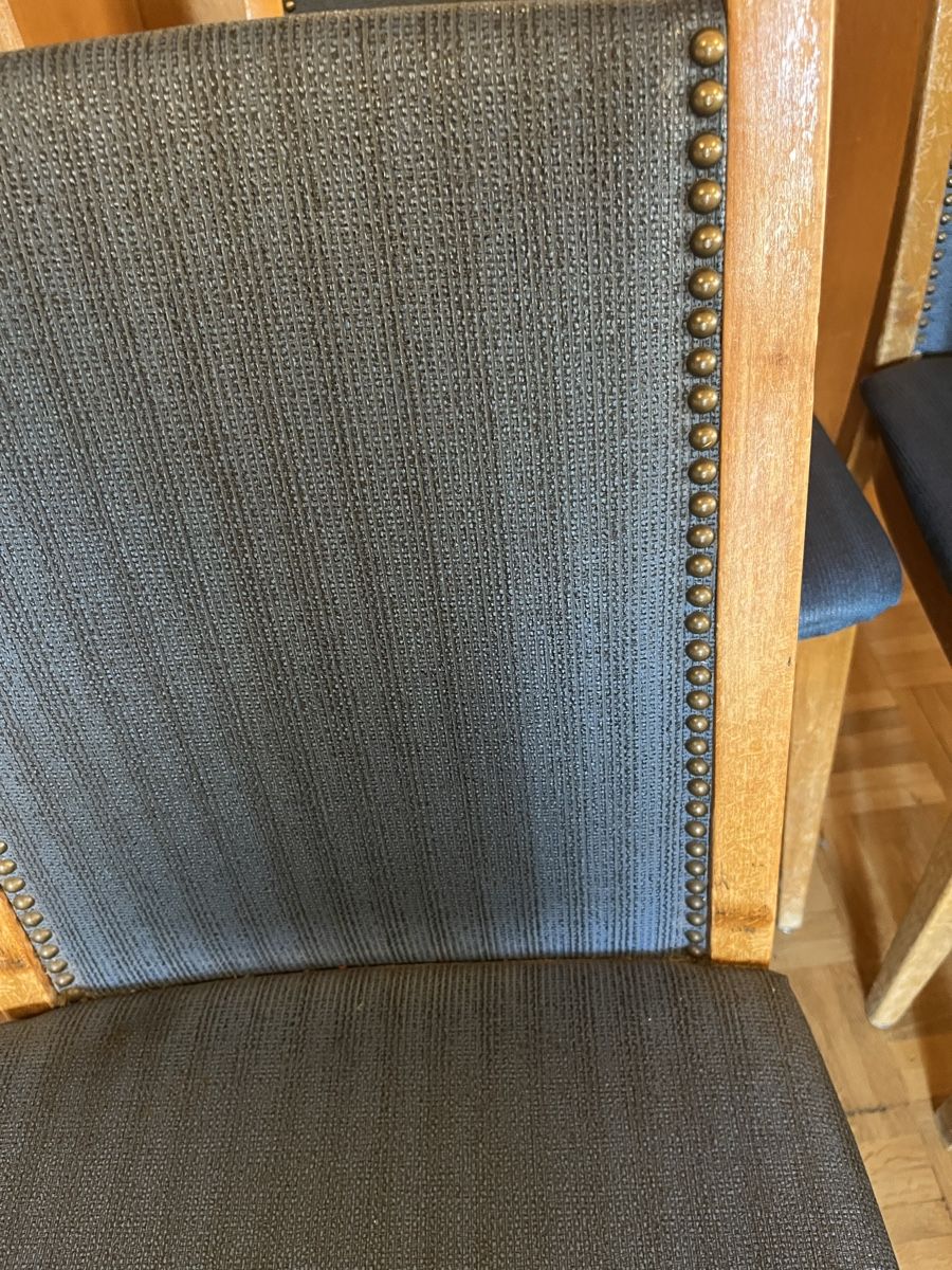 Sedie: Stuhl Holz mit blauem Ledersitz – Usato da Huttwil venduto da kim_f87x 1