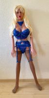 Dessous Set tranparent Spitze Top Slip blau sexy Gr. L (D2)