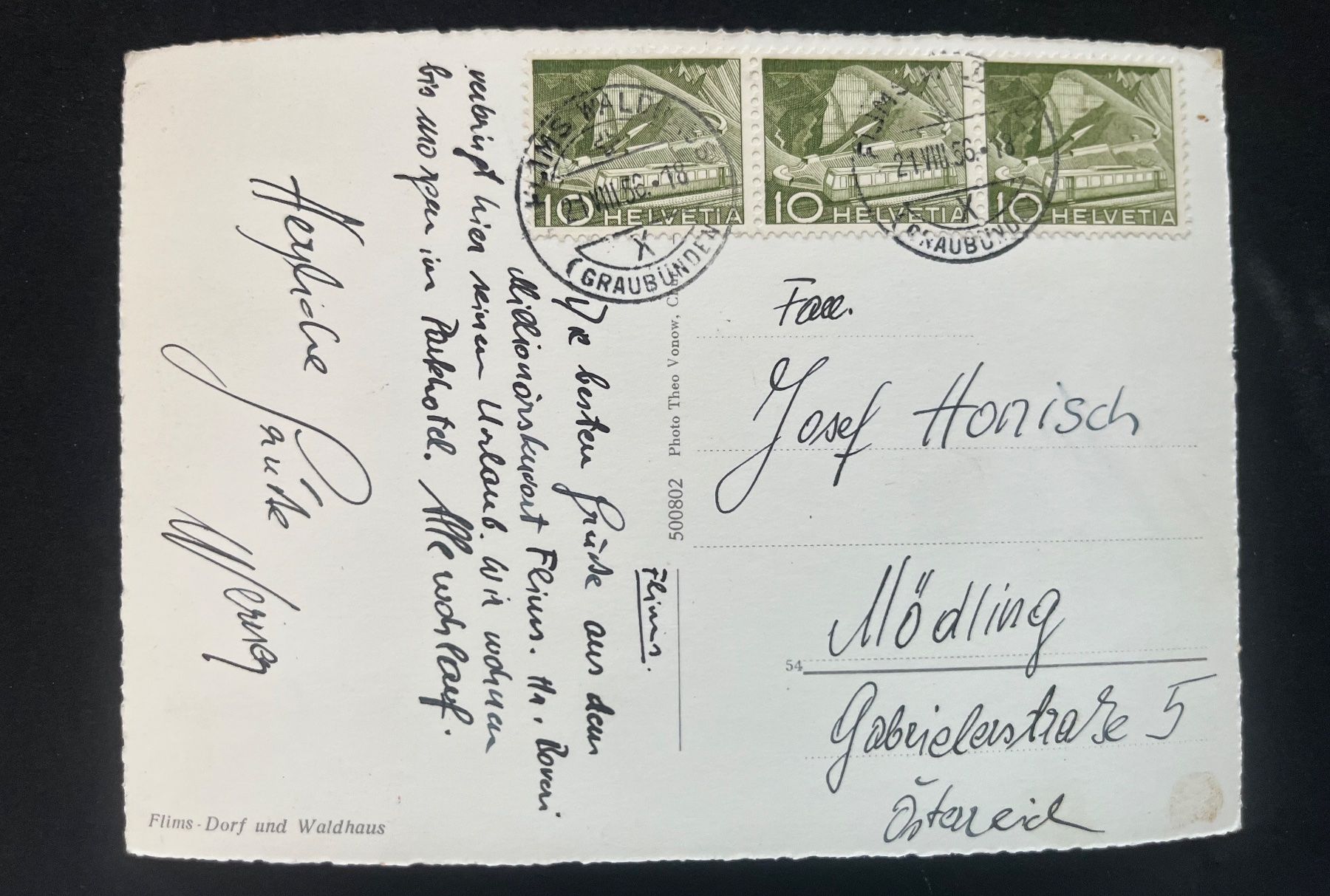 Cartoline postali: Flims - Dorf und Waldhaus/ ca. 1950 – Usato da Ostermundigen venduto da DaxKarten-75 1