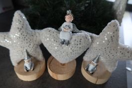 Weihnachtsdekoration: 3 Herzen und 2 Windlichter - NEU
