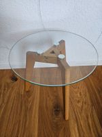 Design Beistell-Tischli  Glas/Eiche natur D=40cm, Höhe=40cm