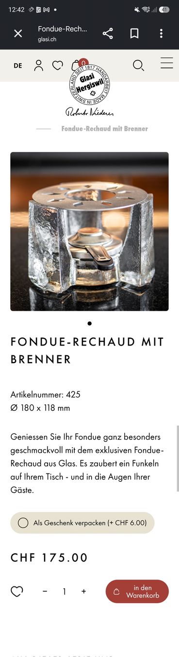 Glasi Hergiswil Gläser: Rechaud Hergiswil Glas – Neu (gemäss Beschreibung) aus Watt von sarahZH1995 3