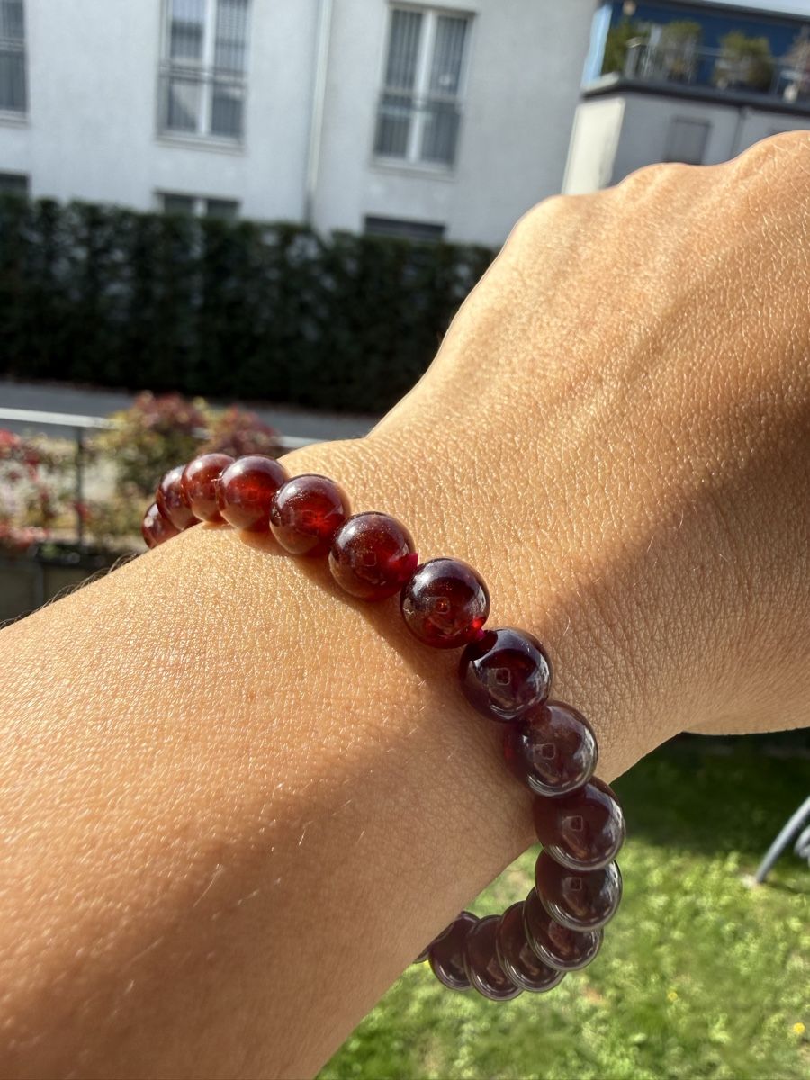 Armbänder & -reifen: Echstein Rotes Granat Stretch Armband-ca8mm Perlen – Neu (gemäss Beschreibung) aus Jegenstorf von SteinGlanz 5