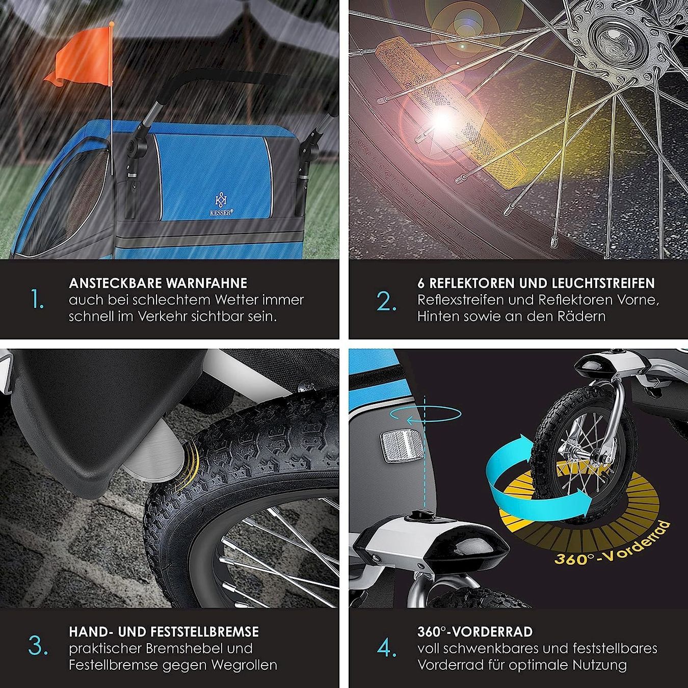 Rimorchi per biciclette: Kesser Kinderanhänger 2in1 blau – Nuovo e nell'imballaggio originale da Bottighofen venduto da zaap 3