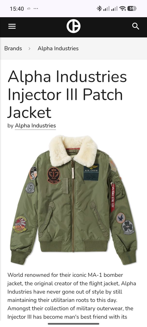 Alpha Industries Giacche: ALPHA INDUSTRIES Men's Injector Iii Patch Bomber Jacket Gr L – Nuovo (secondo la descrizione) da Zollbrück venduto da Turner5 7