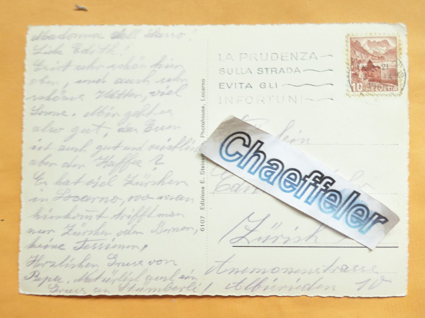 Cartoline postali: Locarno, Madonna del Sasso – Usato da Zürich venduto da Chaeffeler 1