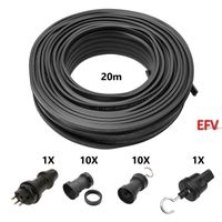 20m Lichterkette Bausatz + Fassungen 10x mit 10x ohne Haken
