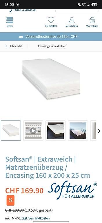 Bettwäsche: Matratzenschutzbezug Milbenbezug – Gebraucht aus Gunzwil von Maniles