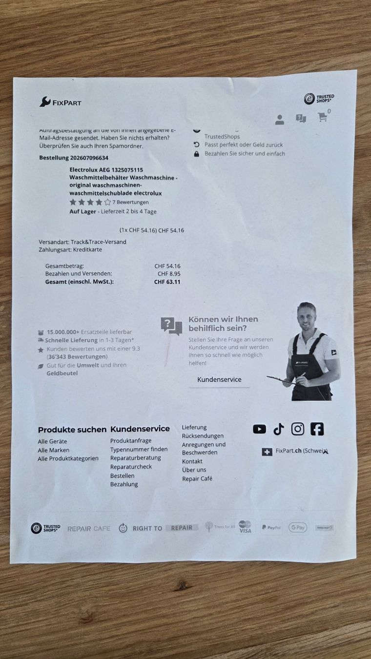 Electrolux Machines à laver: Waschmittelbehälter Electrolux AEG 1325075115 – Neuf avec emballage d'origine à Bischofszell par thomasfrei3 1