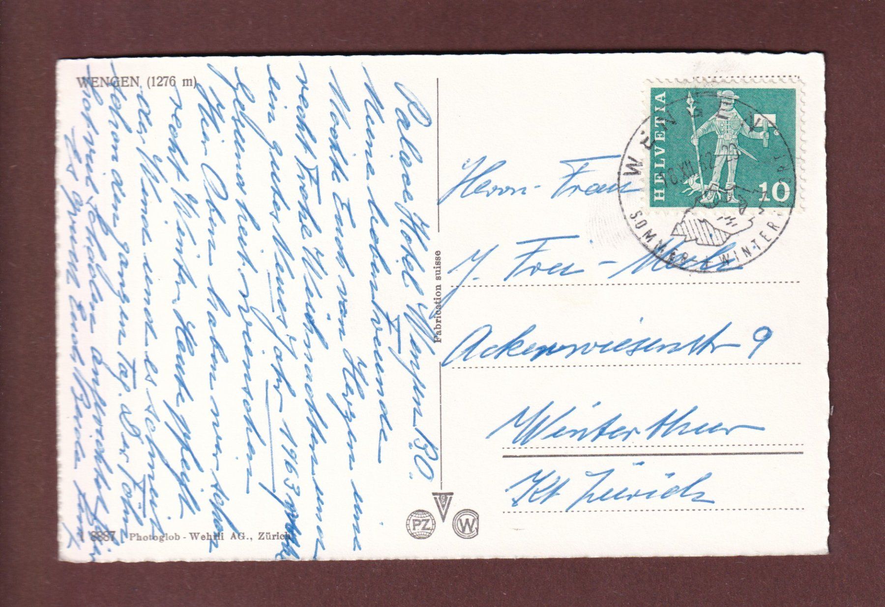 Cartoline postali: WENGEN - Palace - 1962 – Usato da Pully venduto da nicecards-shop 1