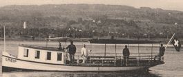 Belebtes Dampfschiff GREIF auf dem Greifensee - (1918)