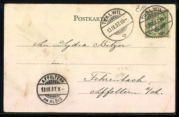Cartoline postali: AK Thalwil, Ortspartie, 1907 – Usato da Berlin venduto da bartko-reher 1