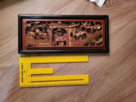 Asiatische Wanddeko, Holz Relief, Wandbild, Top Zustand