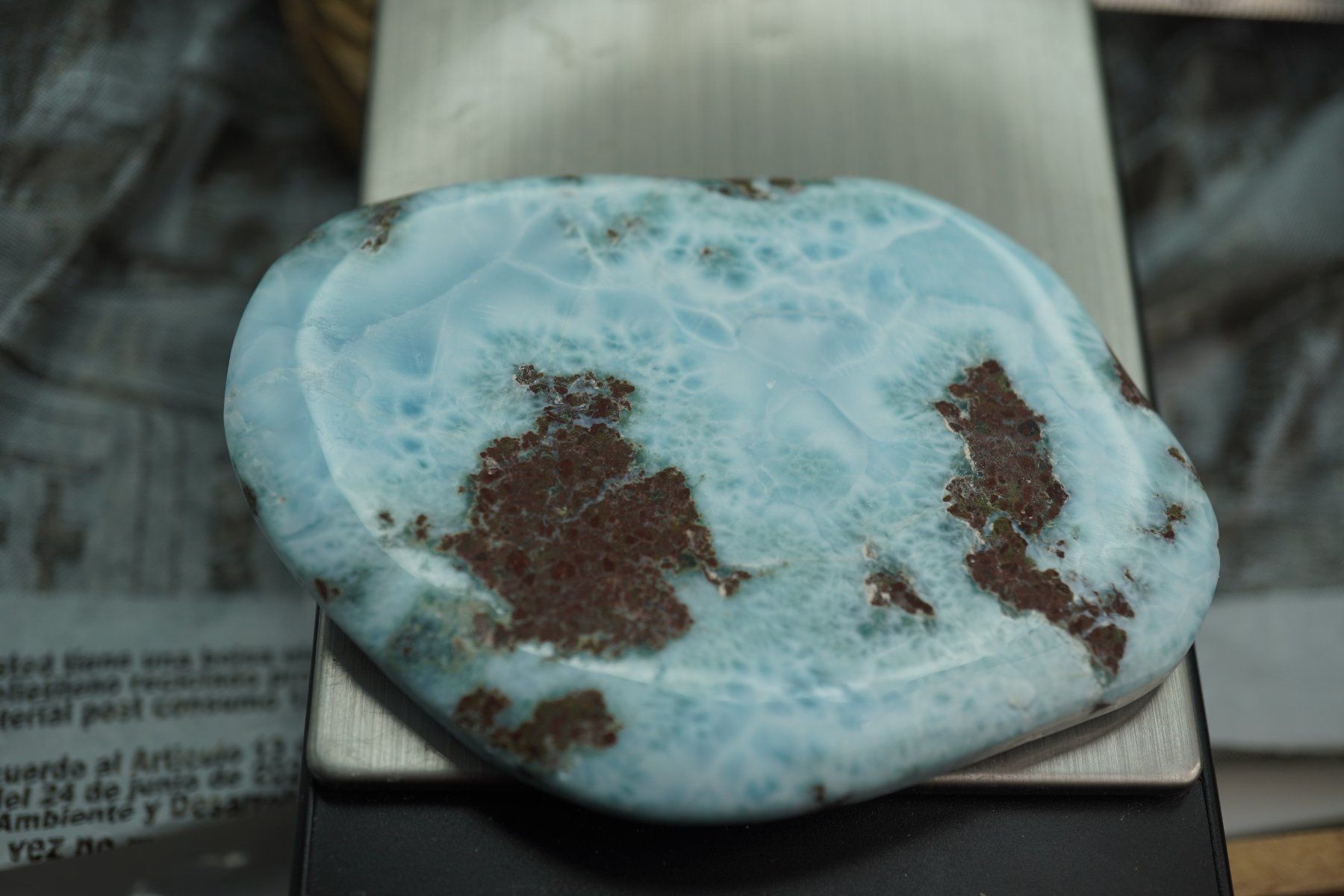 Minerali & Pietre curative: 72g   XL   Larimar Scheibe – Nuovo e nell'imballaggio originale da Eschenbach SG venduto da topstone 7