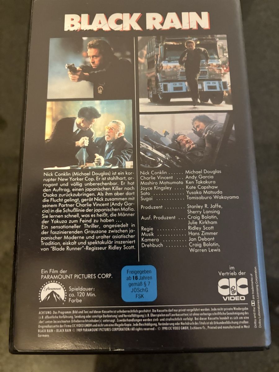 Tutti i VHS: VHS black rain TOP – Usato da Herzogenbuchsee venduto da warrior77 1