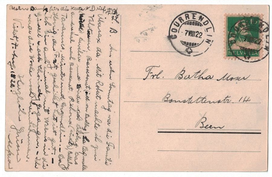 Cartoline postali: Courrendlin, Restaurant Violat, circulée 1922 – Usato da Frauenfeld venduto da POML 1